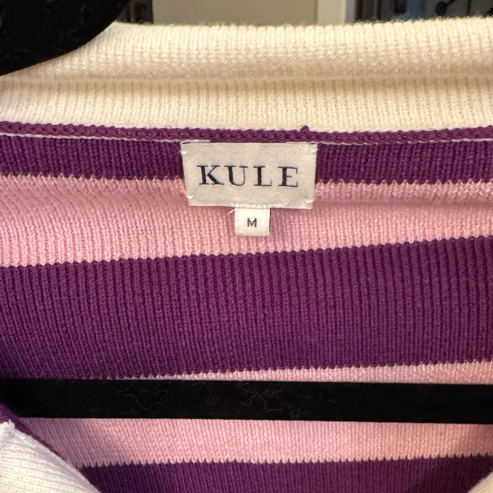 KULE V-Neck Striped Sweater - Purple, Pink, Red, Yellow - Picture 2 of 3